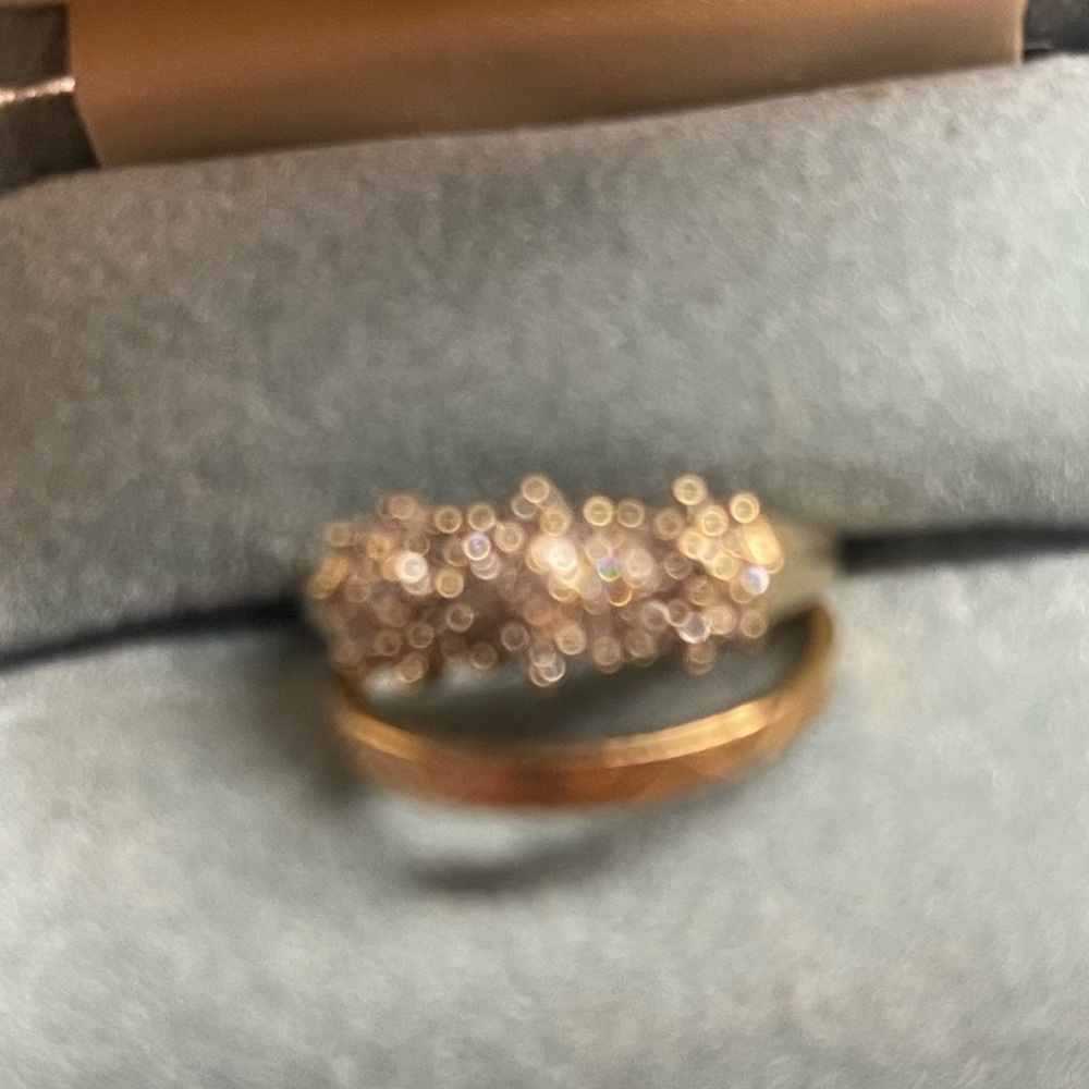 10k gold ring set with genuine diamonds cluster ring can be wedding ring size 6 - Picture 10 of 12